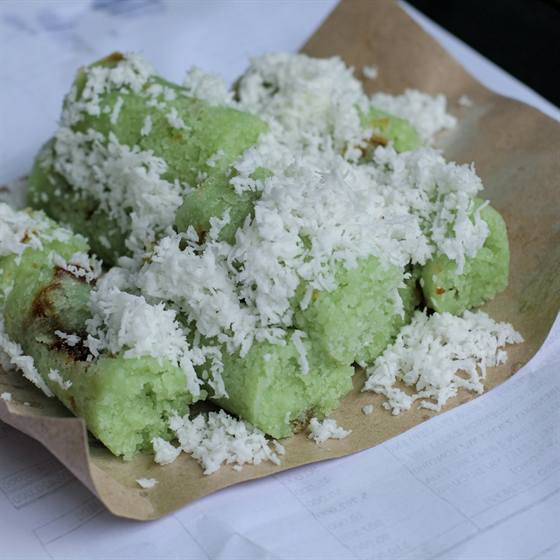 Putu bambu with coconut